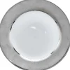 Assiette plate blanche contour argenté^Gifi