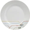 Assiette plate blanche décor lignes multicolores^Gifi New