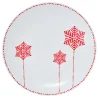 Assiette plate blanche décor flocons rouges^Gifi Discount