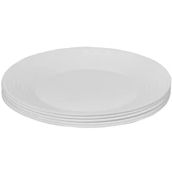 Assiette plate blanche Harena bord ligne en relief x6^Gifi Clearance