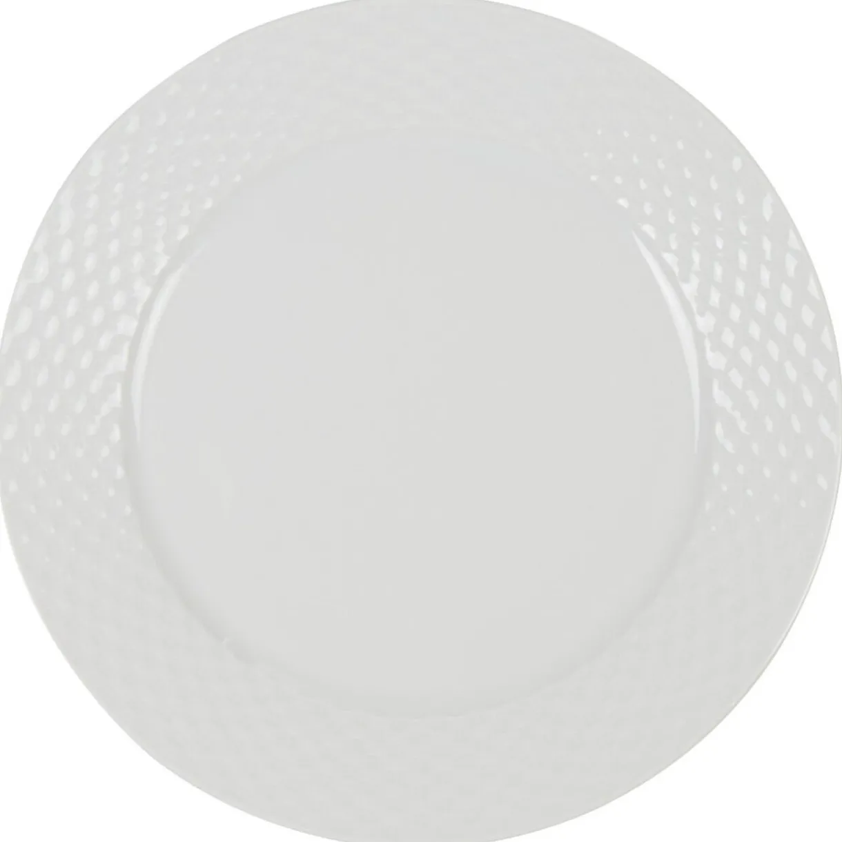 Assiette plate blanche ronde aile damassée^Gifi New