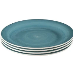 Assiette plate bleu effet spirale x4^Gifi Hot