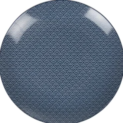 Assiette plate bleu foncé motif vague seigaiha^Gifi Outlet
