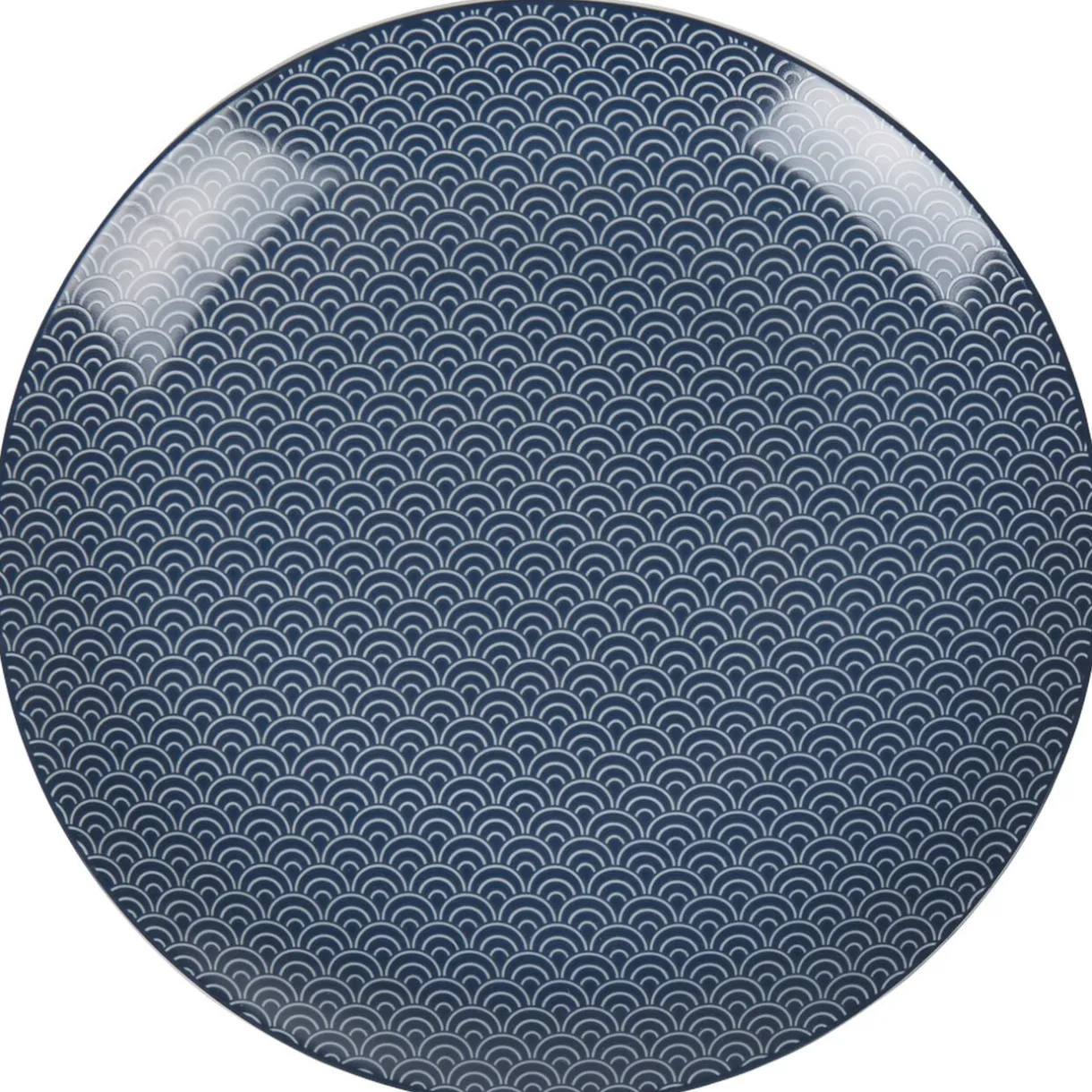 Assiette plate bleu foncé motif vague seigaiha^Gifi Outlet