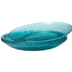 Assiette plate bleue martelé x4^Gifi Online