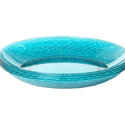 Assiette plate bleue martelé x4^Gifi Online