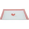 Assiette plate carrée blanc et rouge design poule^Gifi Hot