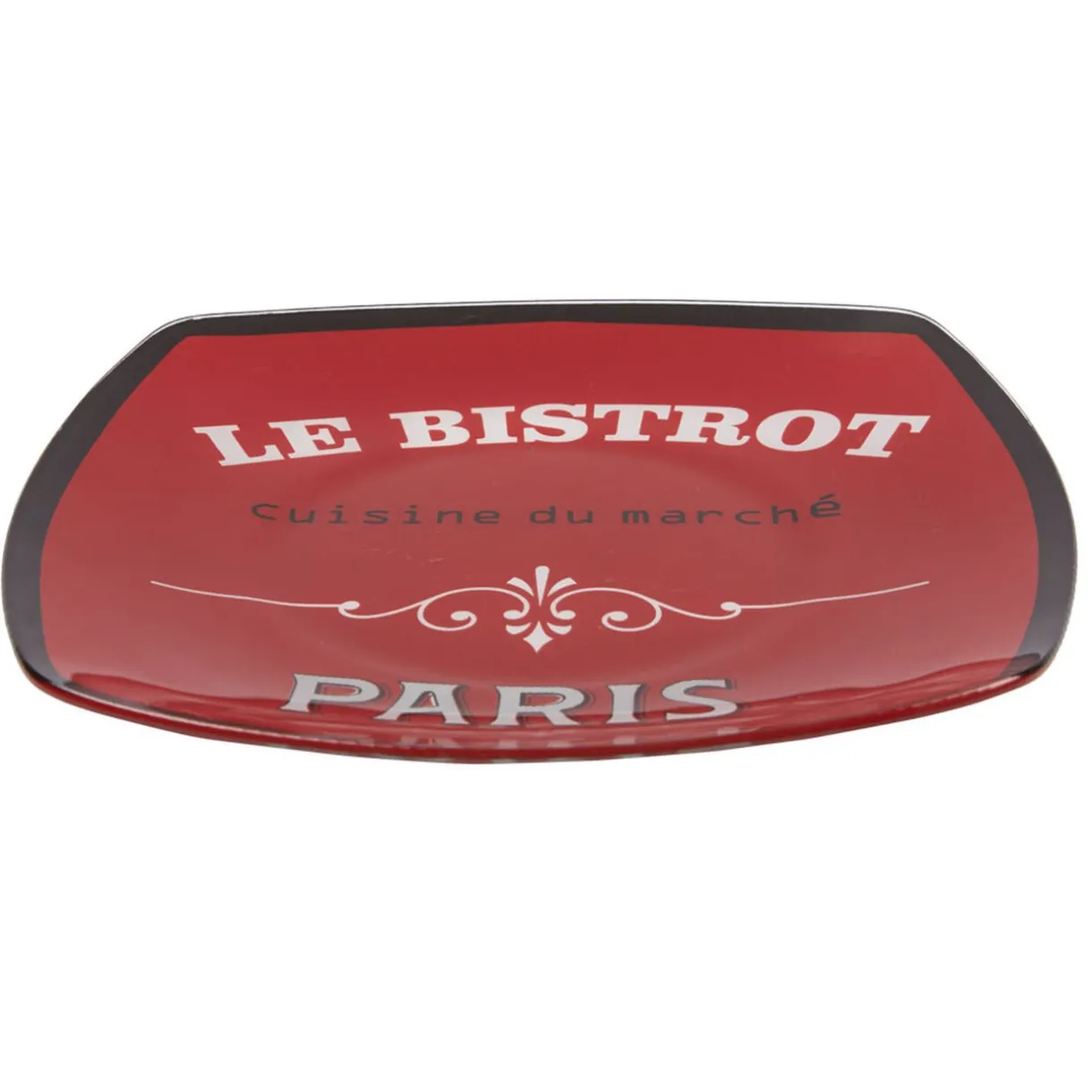 Assiette plate carrée bords arrondis rouge Le bistrot^Gifi Sale