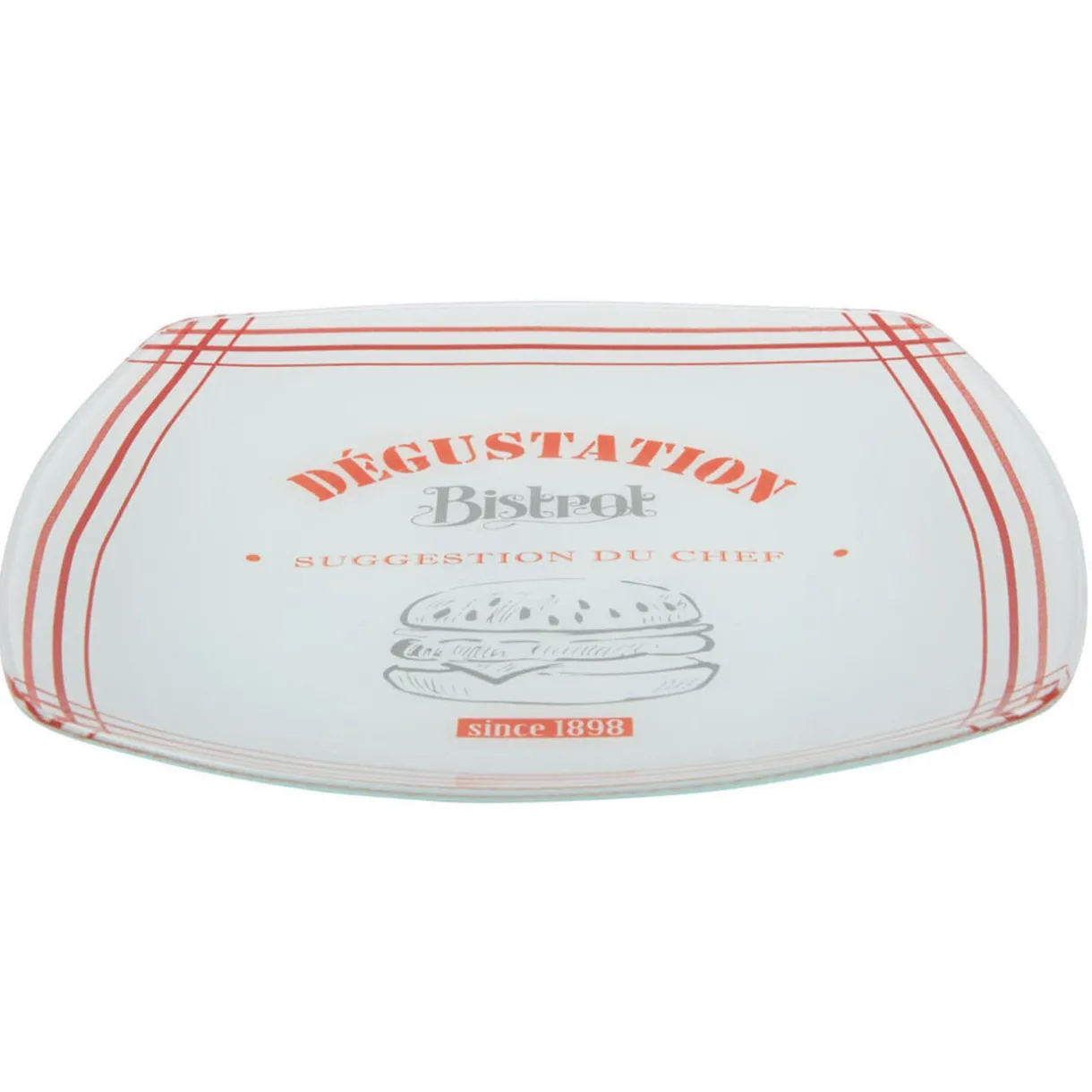 Assiette plate carrée bords arrondis design bistrot^Gifi Clearance