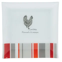 Assiette plate carrée design poule^Gifi Sale