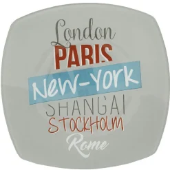 Assiette plate carrée design city^Gifi Discount
