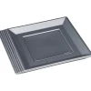 Assiette plate carrée gris foncé en plastique réutilisable x6^Gifi Best