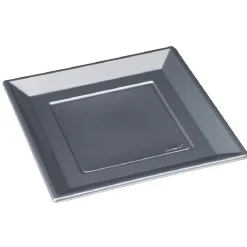 Assiette plate carrée gris foncé en plastique réutilisable x6^Gifi Best