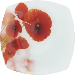 Assiette plate carrée motif coquelicot^Gifi