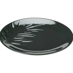 Assiette plate céramique beige ou vert motif feuille ø26,5 cm^Gifi Hot