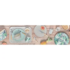 Assiette plate décor géométrique vert d'eau^Gifi