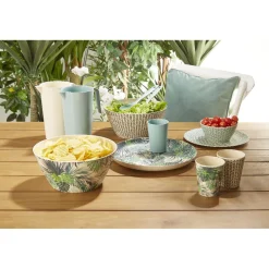 Assiette plate décor géométrique vert d'eau^Gifi