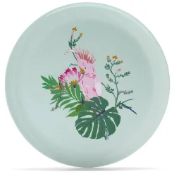 Assiette plate décor oiseau et feuille jaune ou verte^Gifi