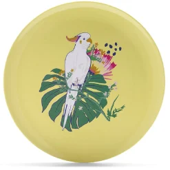Assiette plate décor oiseau et feuille jaune ou verte^Gifi