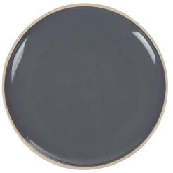 Assiette plate en faïence grise forme ronde^Gifi