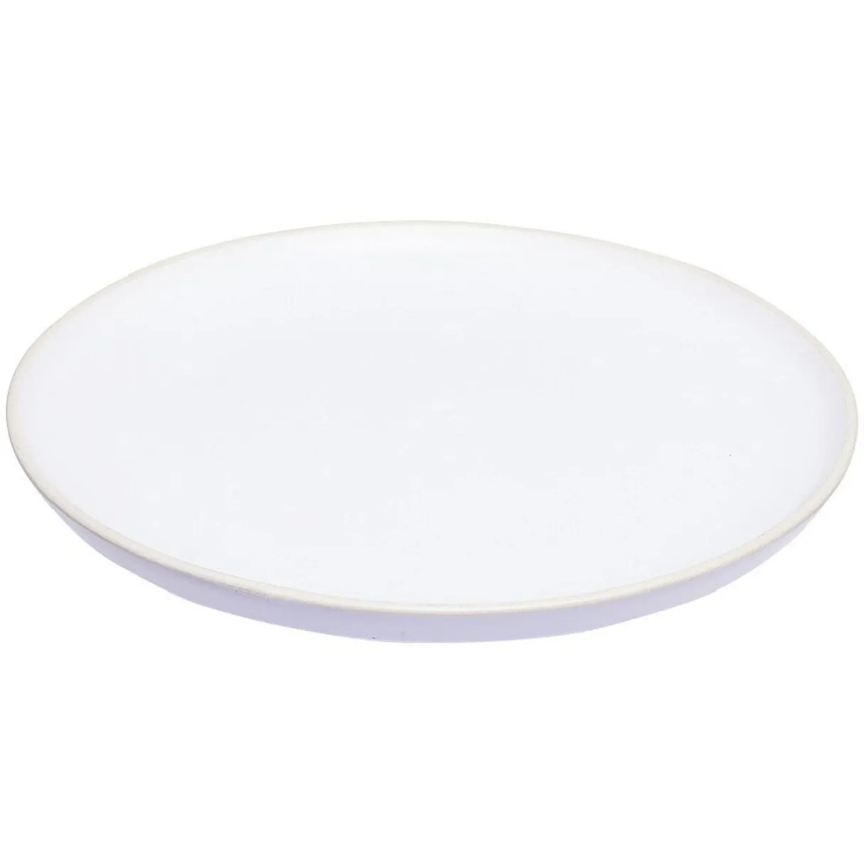 Assiette plate en faïence blanc avec liseré crème^Gifi