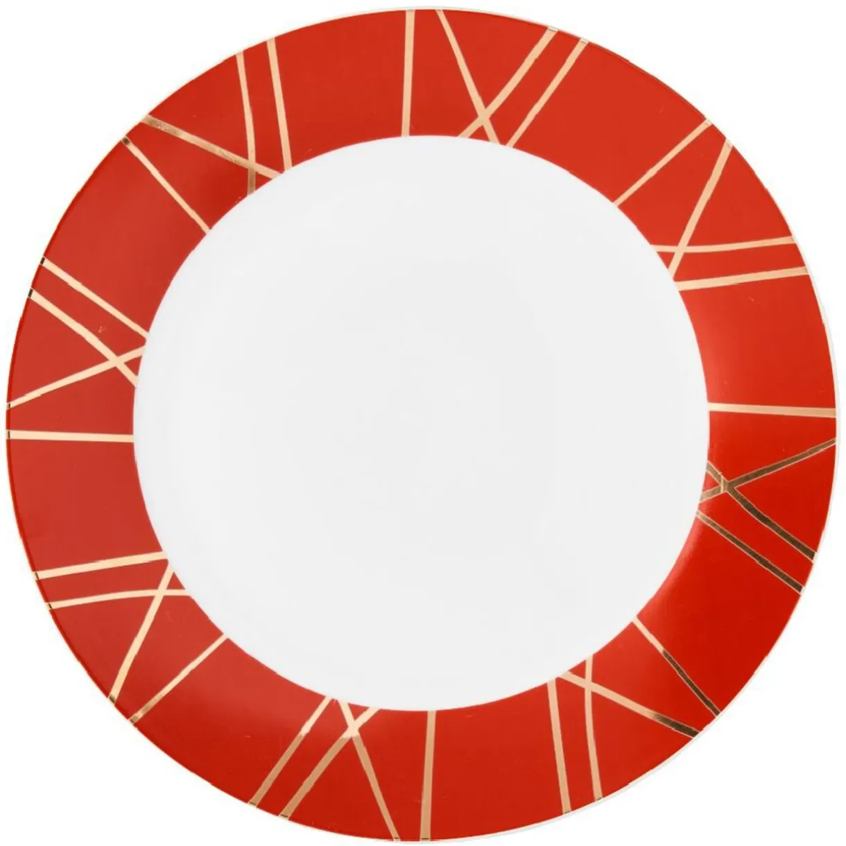 Assiette plate en porcelaine rouge détail doré^Gifi New
