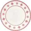 Assiette plate en porcelaine blanche motif Noël flocons rouges^Gifi Online