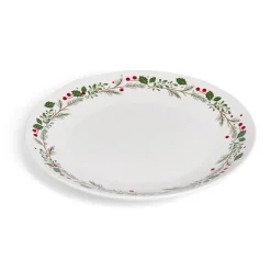 Assiette plate en porcelaine blanche motif feuillage de Noël Ø27cm^Gifi Hot
