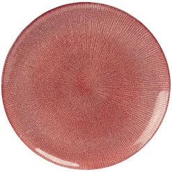 Assiette plate en verre strié rouge^Gifi Online