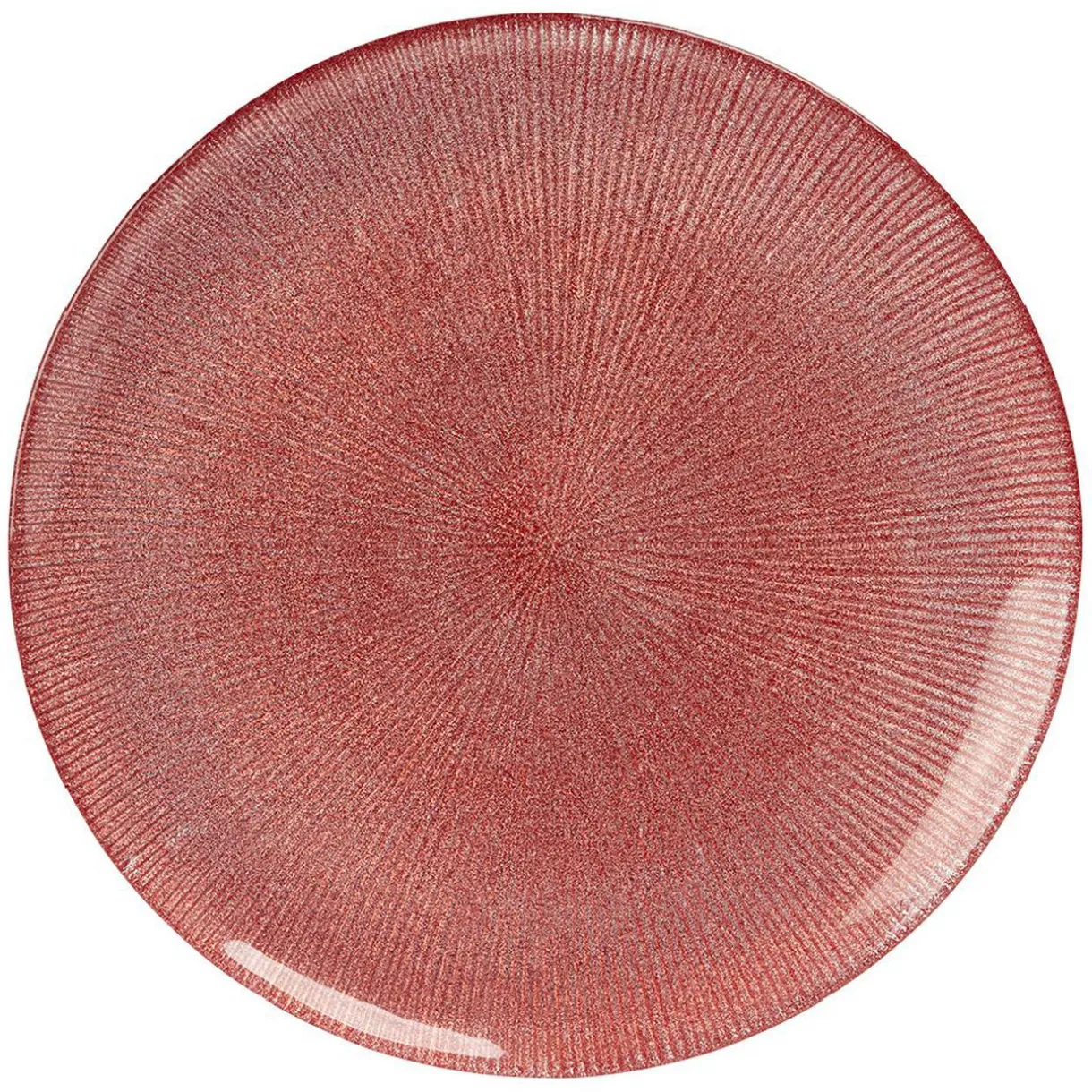 Assiette plate en verre strié rouge^Gifi Online