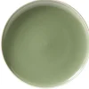 Assiette plate faïence vert avec liseré crème^Gifi Discount