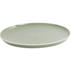 Assiette plate faïence vert avec liseré crème^Gifi Discount