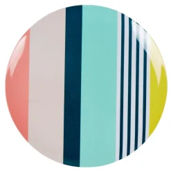 Assiette plate forme ronde motif bayadere multicolore^Gifi Discount