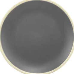 Assiette plate grise bordures blanches^Gifi Discount