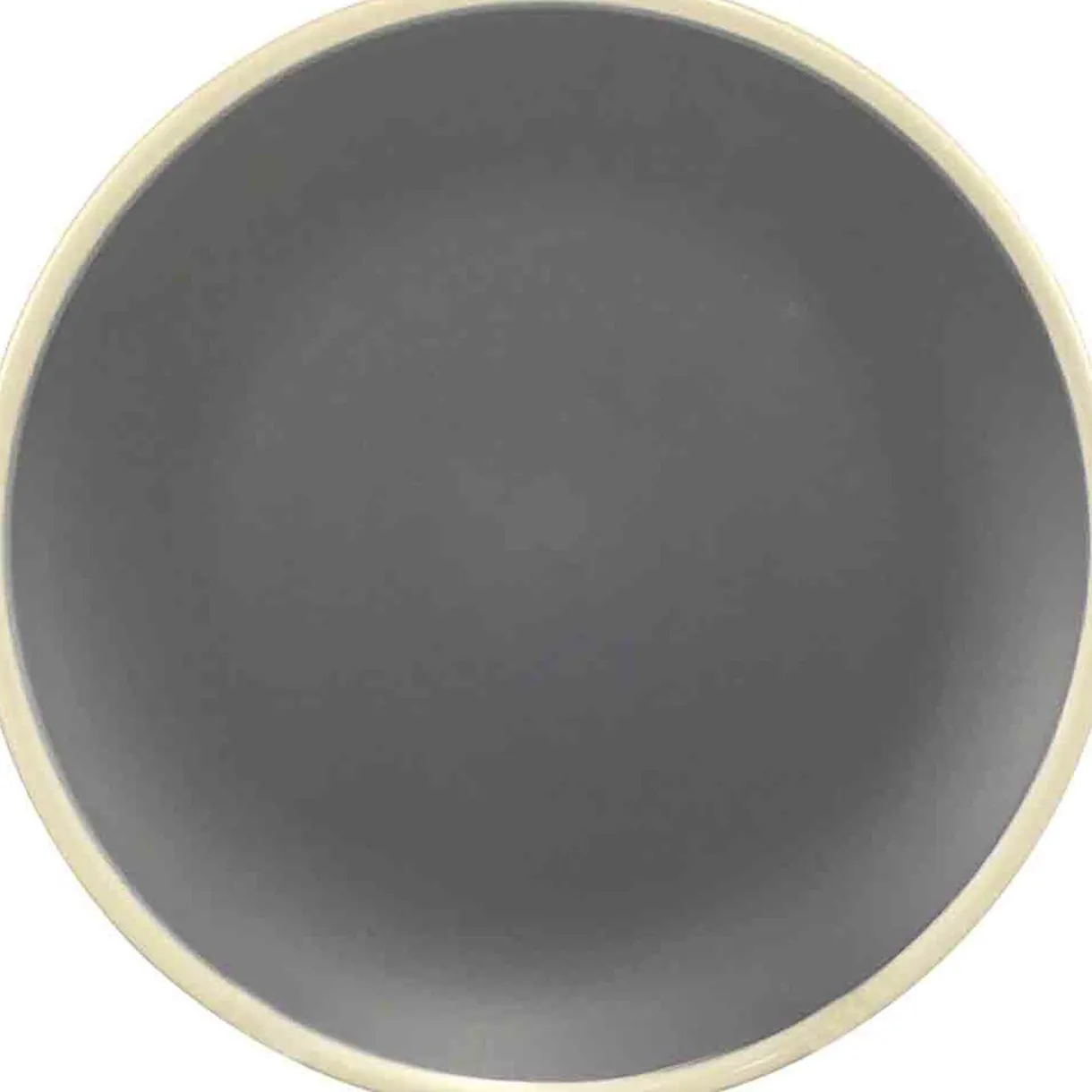 Assiette plate grise bordures blanches^Gifi Discount