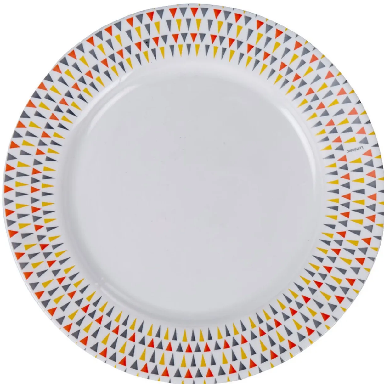 Assiette plate Luminarc ronde triangles rose gris jaune^Gifi Online