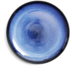 Assiette plate Meteor porcelaine noire et bleue Ø27cm^Gifi Hot