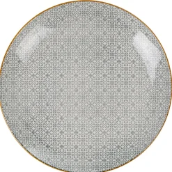 Assiette plate motif carreau de ciment gris contour jaune^Gifi Hot