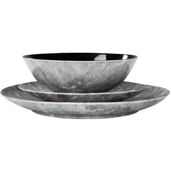 Assiette plate motif marbre gris^Gifi