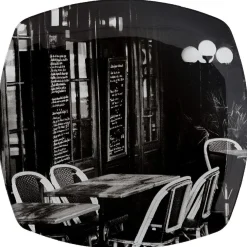 Assiette plate noire terrasse de brasserie x4^Gifi Outlet