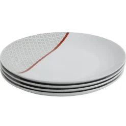 Assiette plate Oreige décor trèfles et ligne rouge x4^Gifi Best