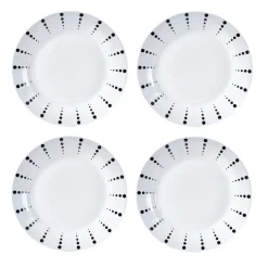 Assiette plate porcelaine blanche à pois noir x4^Gifi Best