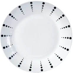 Assiette plate porcelaine blanche à pois noir x4^Gifi Best