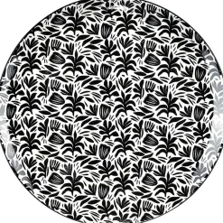 Assiette plate porcelaine motif feuillage noir blanc Ø24xH2,3cm^Gifi Hot