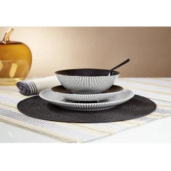 Assiette plate rayure noire et blanche^Gifi Online