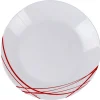 Assiette plate ronde Arcopal blanche lignes rouges^Gifi Online