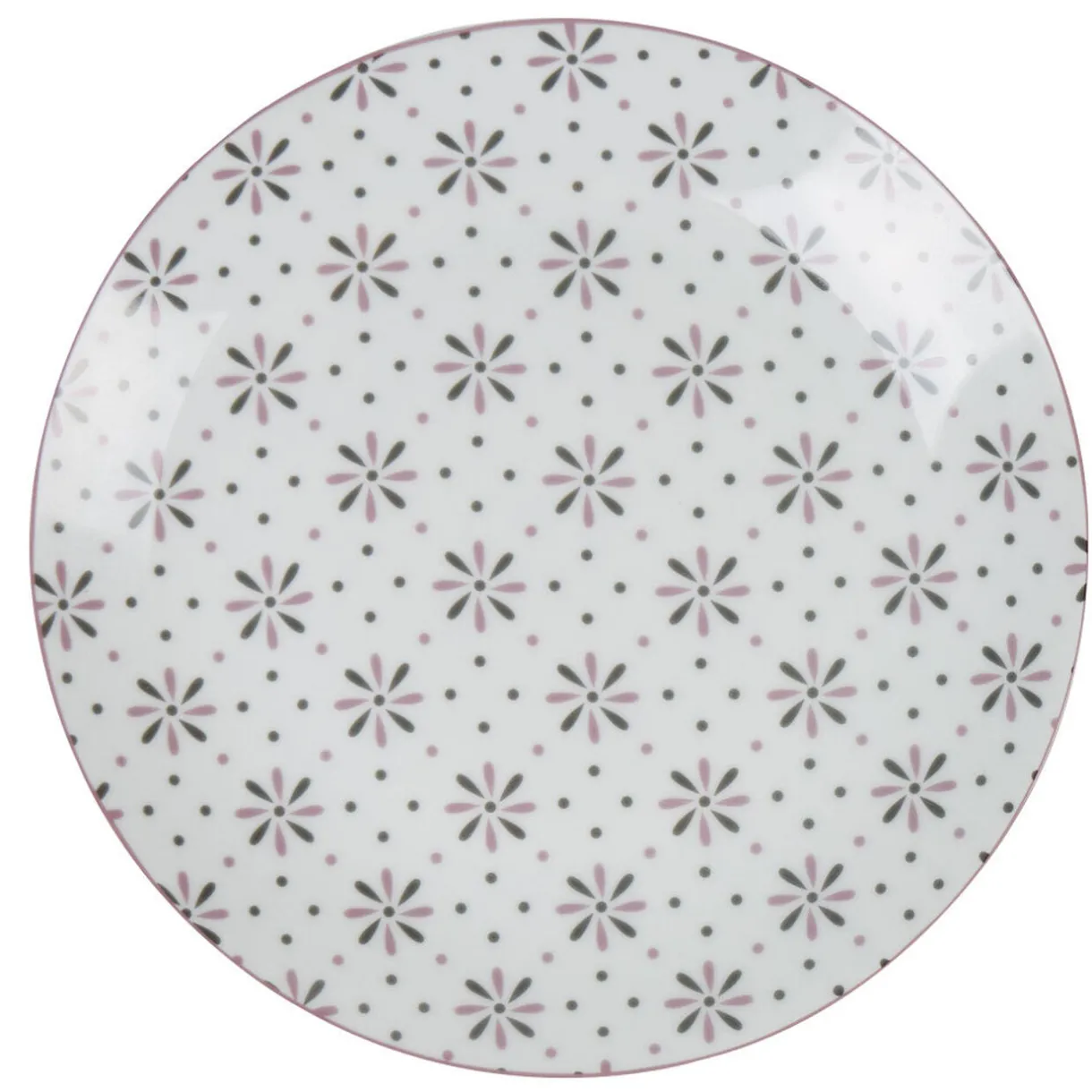 Assiette plate ronde blanche motif fleurs violettes^Gifi New