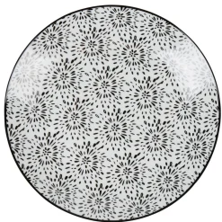 Assiette plate ronde blanche et noire Sara^Gifi Hot
