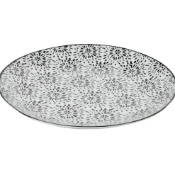 Assiette plate ronde blanche et noire Sara^Gifi Hot
