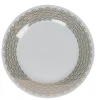 Assiette plate ronde blanche bordure dorée vague seigaiha^Gifi New